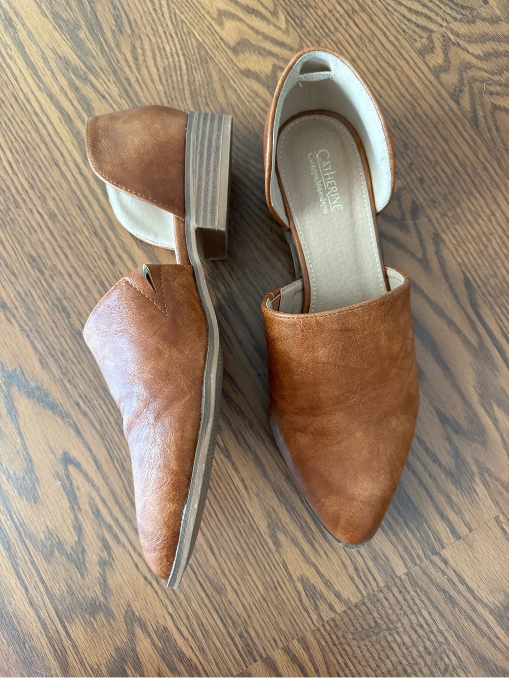 Catherine Malandrino Cognac Pointed Leather Flats